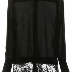 ALEXANDER MCQUEEN SHIRT WITH LACE INSERT 42 Black Silk