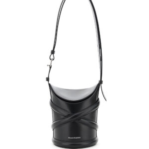 ALEXANDER MCQUEEN THE SMALL CURVE BUCKET BAG OS Black Leather