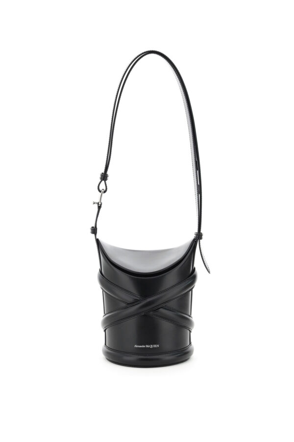 ALEXANDER MCQUEEN THE SMALL CURVE BUCKET BAG OS Black Leather