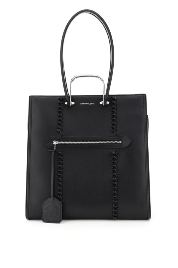 ALEXANDER MCQUEEN THE TALL STORY TOTE BAG OS Black Leather