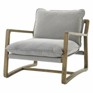Ace Grey Pewter Oak Wood Living Room Arm Chair, Grey Pewter