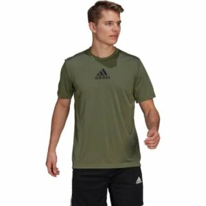 Adidas Men's D2M 3-Stripes Back T-Shirt Green Dark, X-Large - Men's Running Tops at Academy Sports