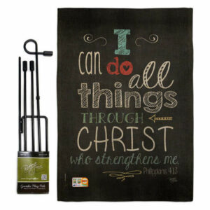 All Things Through Christ Inspirational Expression Garden Flag Set