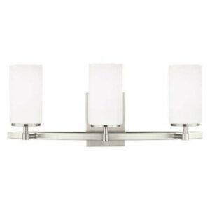 Alturas 3-Light Bath Vanity, Brushed Nickel, Etched/White Glass