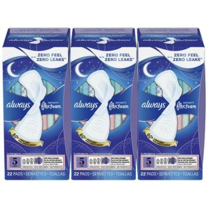 Always Infinity FlexFoam Pads, Size 5, Extra Heavy Overnight Absorbency, Unscented - 22.0 ea x 3 pack