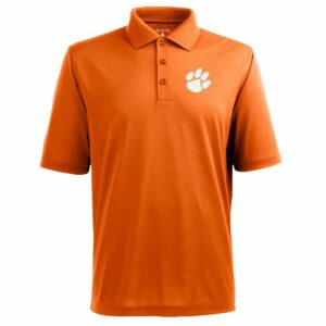 Antigua Men's Clemson University Piqu Xtra Lite Polo Shirt Mango, Small - NCAA Men's Jersey/Polos at Academy Sports