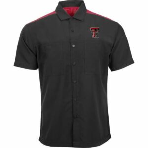 Antigua Men's Texas Tech University Angler Woven Button Down Shirt Black/Red, Large - NCAA Men's Tops at Academy Sports