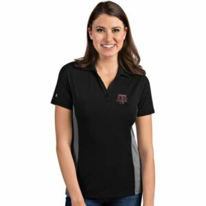 Antigua Women's Texas A&M University Venture Polo Shirt Black/White, Small - NCAA Women's at Academy Sports