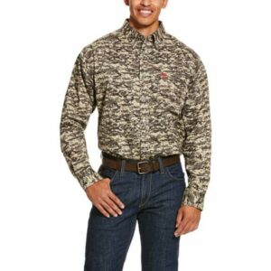 Ariat Men's FR Patriot Camo Work Shirt Sage Digi, Small - Men's Longsleeve Work Shirts at Academy Sports