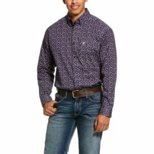 Ariat Men's Namas Stretch Long Sleeve Shirt City Marine, X-Large - Men's Longsleeve Work Shirts at Academy Sports