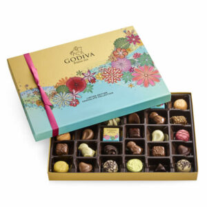 Assorted Chocolate Gift Box and Ballotin, Spring Ribbon, 32 pc Dark, White, Milk Chocolate