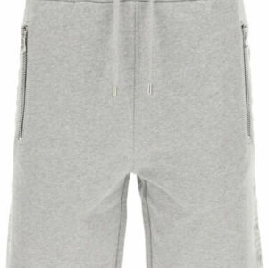 BALMAIN SHORT SWEATPANTS WITH EMBOSSED BALMAIN LOGO S Grey Cotton