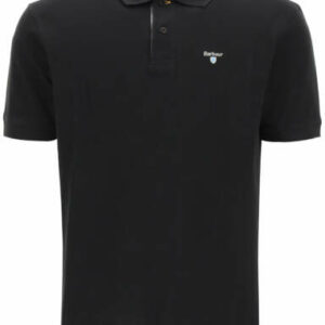 BARBOUR PIQUET POLO SHIRT WITH BARBOUR TARTAN S Black Cotton