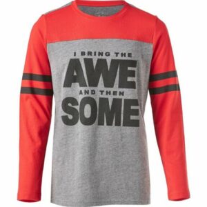 BCG Boys' Awe And Some Long Sleeve T-Shirt Flame Scarlet/Heather Grey, X-Large - Boy's Athletic Tops at Academy Sports