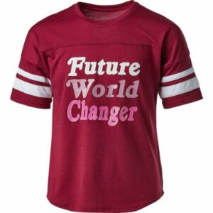 BCG Girls' Dolman Future World Changer Varsity Short Sleeve T-Shirt Maroon, X-Small - Girl's Athletic Tops at Academy Sports