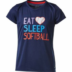 BCG Girls' Eat Sleep Softball Turbo Short Sleeve T-Shirt Navy Blue, Small - Girl's Athletic Tops at Academy Sports