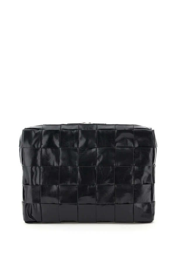 BOTTEGA VENETA CASSETTE PAPER CALF CLUTCH OS Black Leather