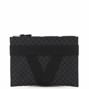 BOTTEGA VENETA CLUTCH NEW RUBBER INTRECCIATO V TAPE OS Black Cotton