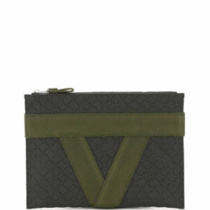 BOTTEGA VENETA CLUTCH NEW RUBBER INTRECCIATO V TAPE OS Khaki, Green Cotton