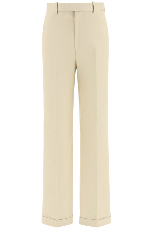 BOTTEGA VENETA LOOSE COTTON TWILL TROUSERS 40 Beige Cotton