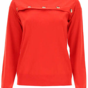 BOTTEGA VENETA SWEATER WITH OPENING AND BUTTONS M Red Wool