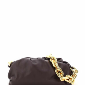 BOTTEGA VENETA THE CHAIN POUCH BAG OS Purple, Brown Leather