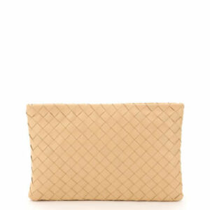 BOTTEGA VENETA UNISEX BILETTO CLUTCH OS Beige Leather