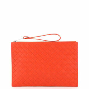 BOTTEGA VENETA WOVEN POUCH 15 OS Red, Orange Leather