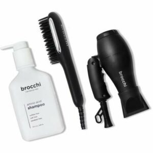 BROCCHI Travel Hair Dryer, Hot Air Brush & Amino Acid Shampoo Bundle