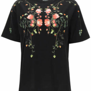 BURBERRY CARRICK FLOWERS T-SHIRT XXS Black, Red, Green Cotton