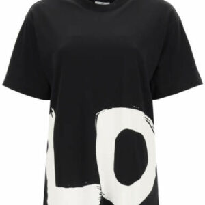 BURBERRY CARRICK OVERSIZED T-SHIRT WITH LOVE PRINT XXS Black, White Cotton