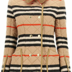 BURBERRY RIDING JACKET WITH STRIPED MOTIF M Brown, Black, Red Wool