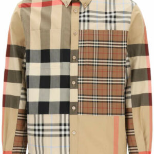 BURBERRY TERENCE SHIRT M Beige, Brown, Black Cotton