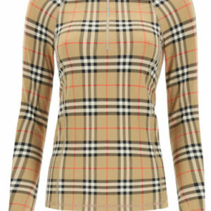 BURBERRY VILAN TOP IN TARTAN JERSEY XS Brown, Black, Red