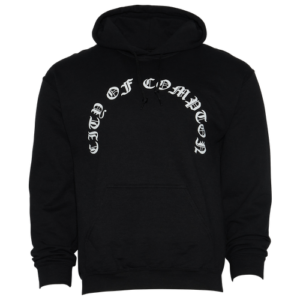 Banned LA Mens Banned LA City of Compton Hoodie - Mens Black/White Size L