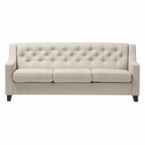 Baxton Studio Arcadia Light Beige Button-Tufted Living Room 3-Seater S