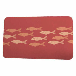 Beach Vacation Fish Line Coastal Print Bath Mat, Coral, 21"x34"