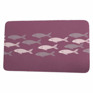 Beach Vacation Fish Line Coastal Print Bath Mat, Purple, 17"x24"