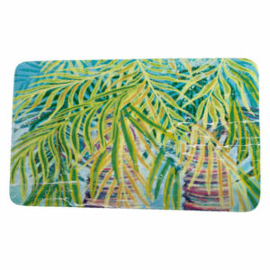 Beach Vacation Malibu Floral Print Bath Mat, Aqua, 17"x24"