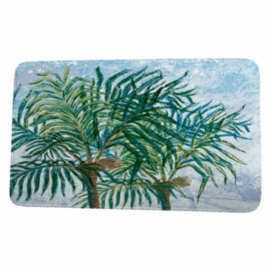 Beach Vacation Palms Floral Print Bath Mat, Blue, 17"x24"