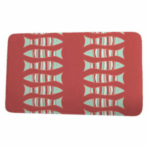 Beach Vacation Something's Fishy Coastal Print Bath Mat, Coral, 21"x34