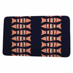 Beach Vacation Something's Fishy Coastal Print Bath Mat, Navy Blue, 21