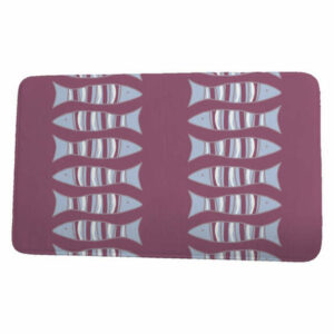 Beach Vacation Something's Fishy Coastal Print Bath Mat, Purple, 17"x2