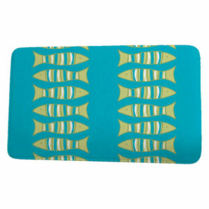 Beach Vacation Something's Fishy Coastal Print Bath Mat, Turquoise, 17