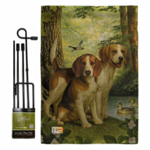 Beagles And Duck Nature Pets Garden Flag Set