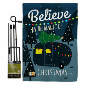 Believe The Magic Trailer Winter Christmas Garden Flag Set