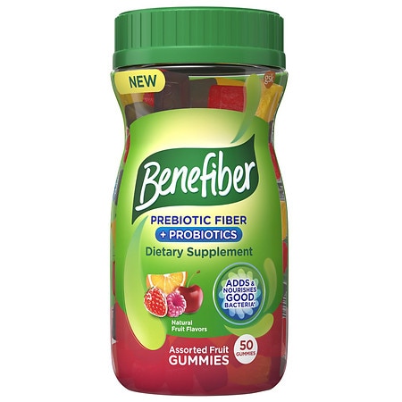 Benefiber Gummies For Digestive Health Prebiotic & Probiotic Supplement Assorted Fruit Flavors - 50.0 ea