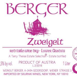 Berger 2018 Zweigelt (1 Liter) - Red Wine