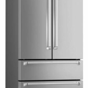 Bertazzoni Master 4 Piece Kitchen Appliances Package with French Door Refrigerator, Dual Fuel Range, Dishwasher and Over the Range Microwave in Stainl