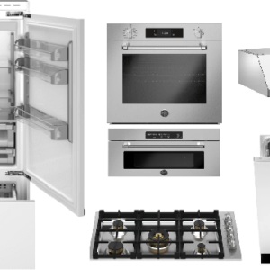 Bertazzoni Master 6 Piece Kitchen Appliances Package with Bottom Freezer Refrigerator and Dishwasher in Panel Ready BERMWC36VI1